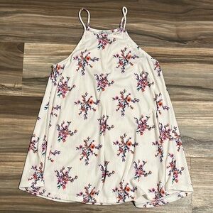 White Birch Womens Size S White Ribbed Floral Spaghetti Strap Tank Top